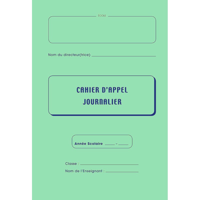 ELVE registre d'appel quotidien, vert, A4, 40 élèves